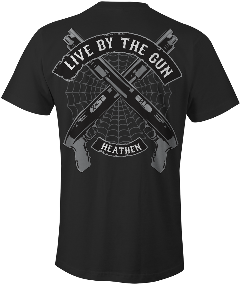 HEATHEN LIVE BY THE GUN TEE SHIRT BLACK