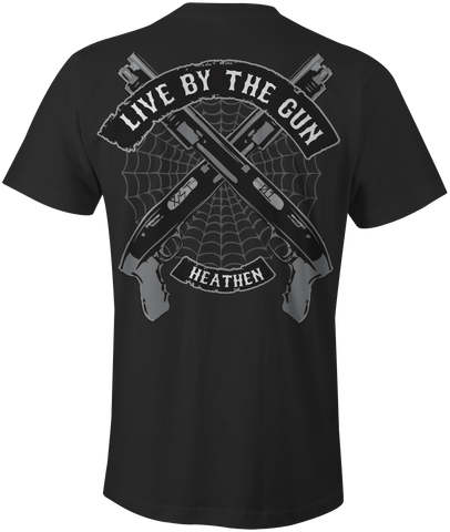 HEATHEN LIVE BY THE GUN TEE SHIRT BLACK