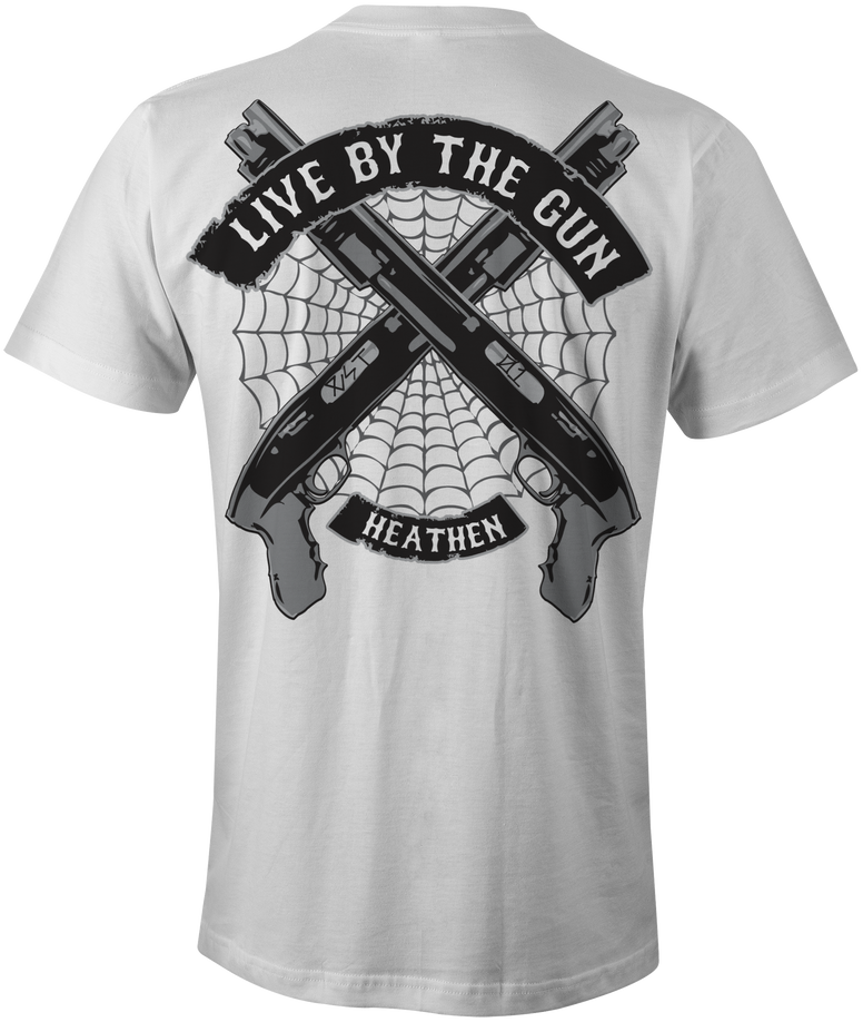 HEATHEN LIVE BY THE GUN TEE SHIRT WHITE