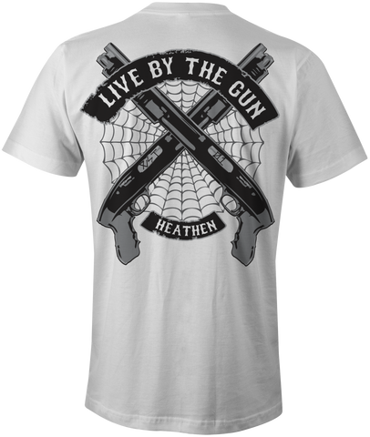 HEATHEN LIVE BY THE GUN TEE SHIRT WHITE