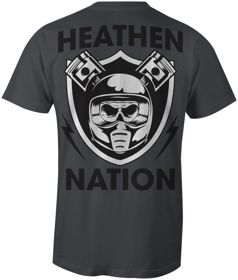 HEATHEN SHIELD TEE SHIRT CHARCOAL