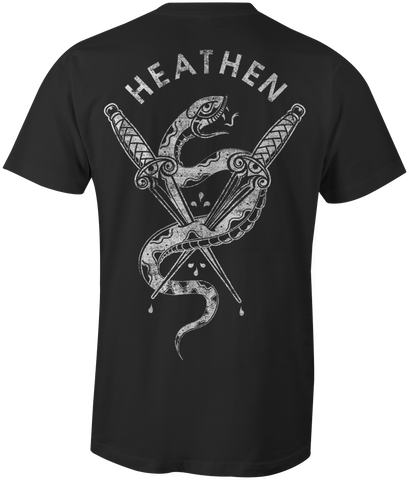HEATHEN SNAKE & DAGGERS TEE SHIRT BLACK