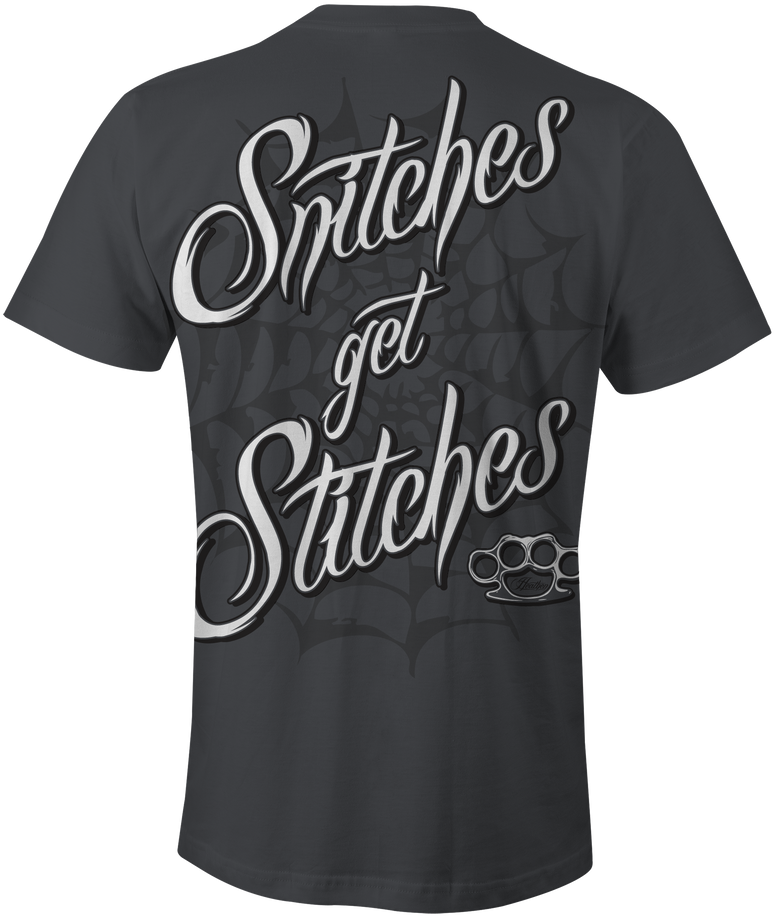 HEATHEN SNITCHES GET STITCHES TEE SHIRT CHARCOAL