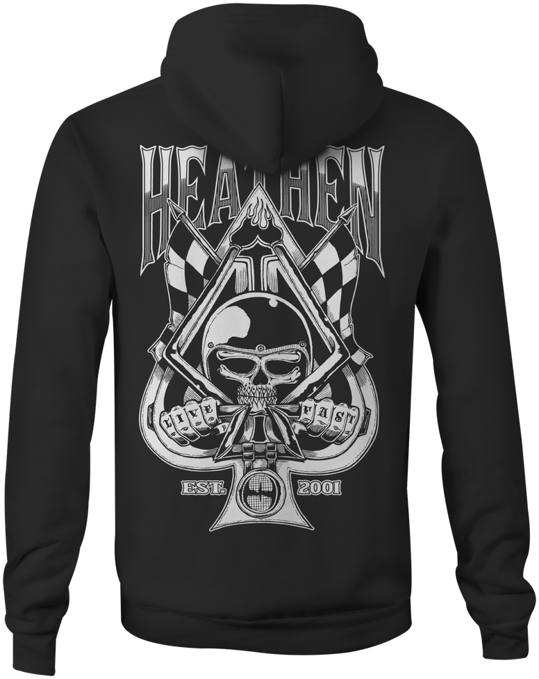 HEATHEN SPADE ZIP HOODIE BLACK