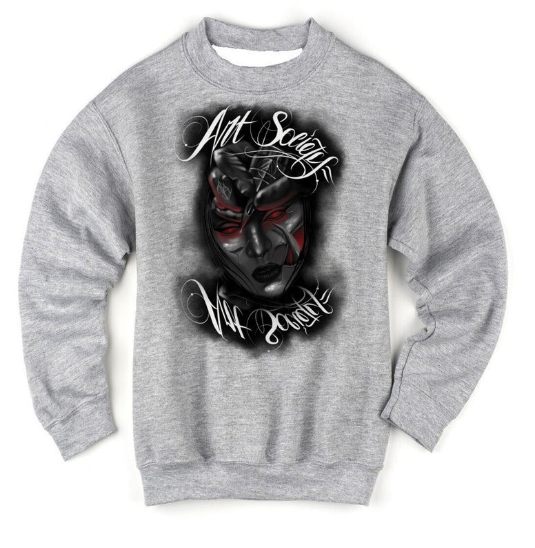 Art Society x Retro Kings x ATTARD MASK CREW SWEATSHIRT GREY