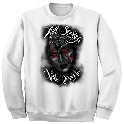 Art Society x Retro Kings x ATTARD MASK CREW SWEATSHIRT WHITE