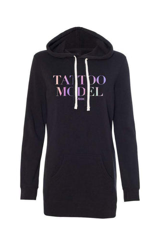 InkAddict WOMENS TATTOO MODEL Hoodie Dress BLACK / CHROMA