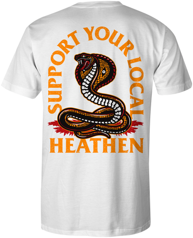 HEATHEN SUPPORT YOUR LOCAL TEE SHIRT WHITE