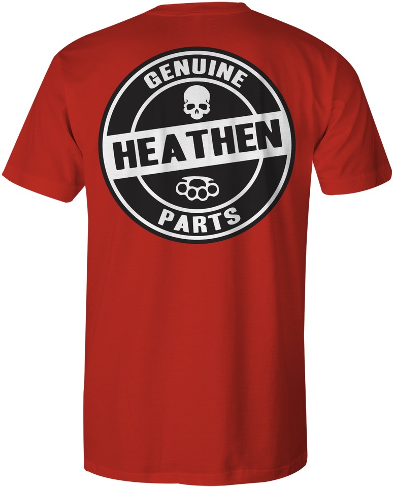 HEATHEN GENUINE PARTS TEE SHIRT RED