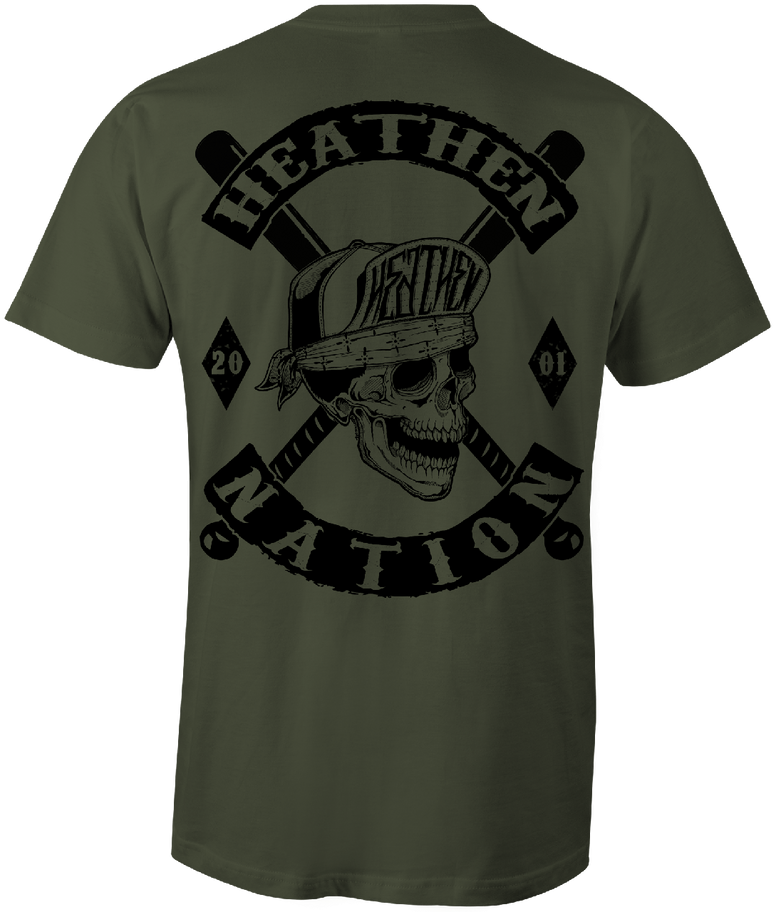 HEATHEN NATION TEE SHIRT MILITARY GREEN