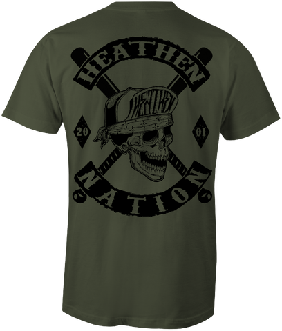 HEATHEN NATION TEE SHIRT MILITARY GREEN