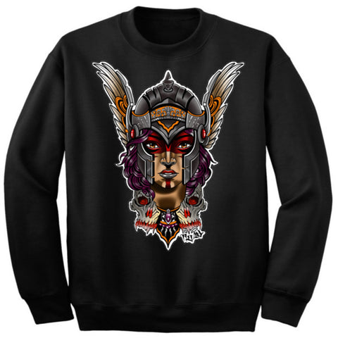 Art Society x Retro Kings VALKYRIE CREW SWEATSHIRT BLACK